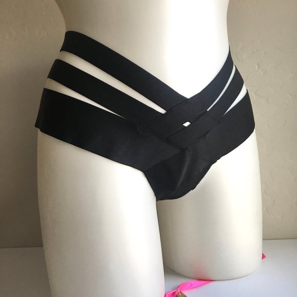 VICTORIAS SECRET SEXY BANDED STRAPPY CHEEKY PANTY NWT RARE - Picture 9 of 11